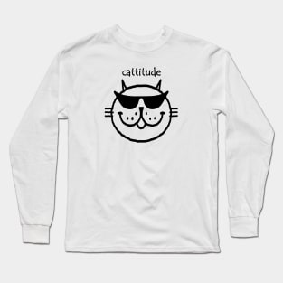 cattitude (black outline) Long Sleeve T-Shirt